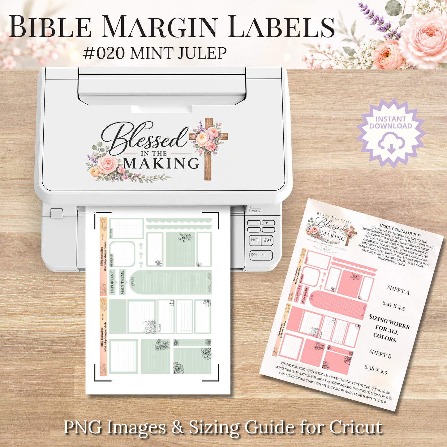 Bible Margin Labels 020 Mint Julep Print & Cut Bible Stickers