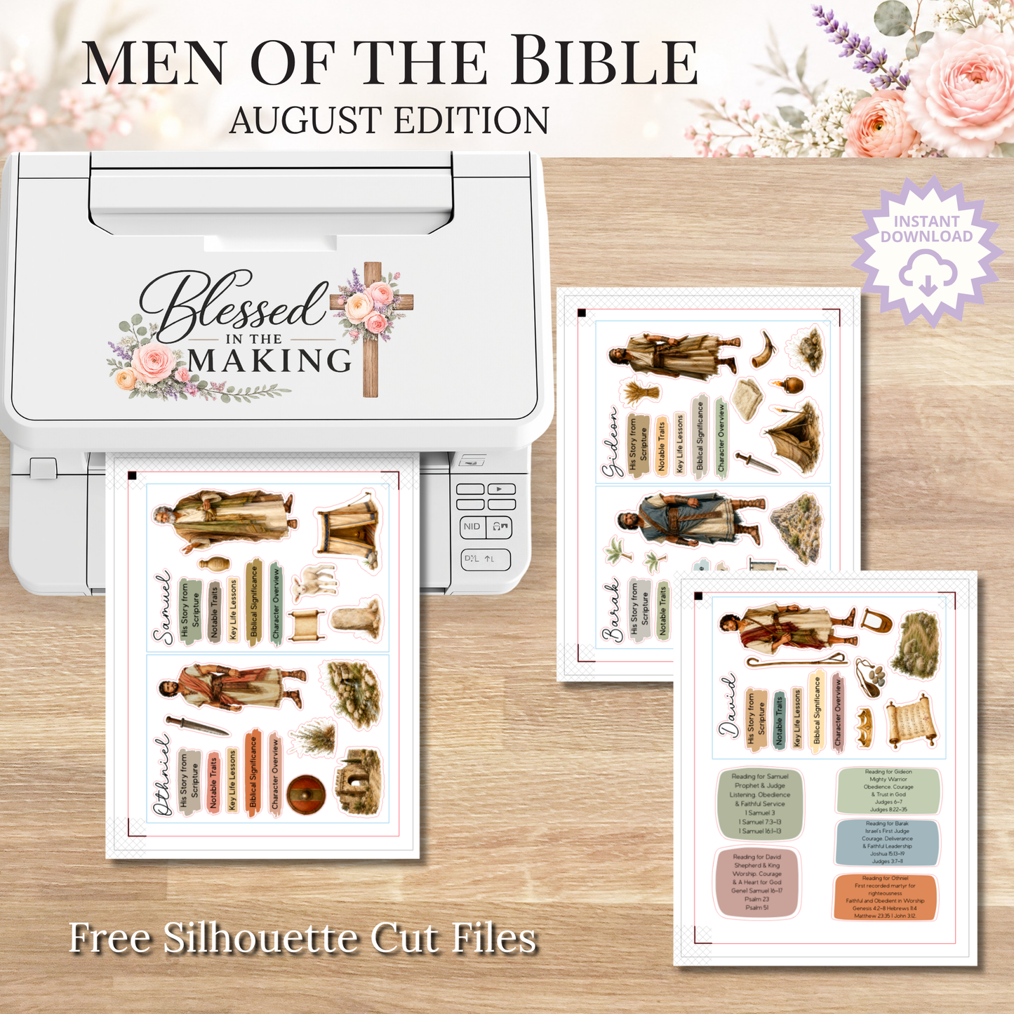 August Men of the Bible | Printable PDF | Cricut & Silhouette Files | Digital Stickers