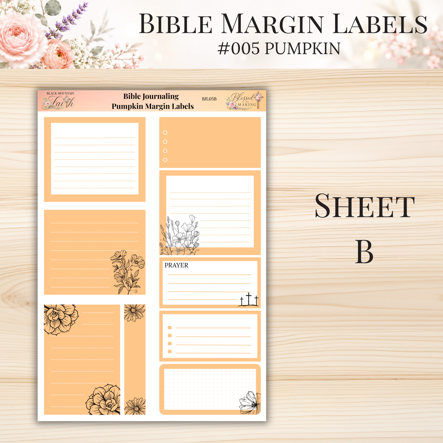 Bible Margin Labels #005 Pumpkin | Physical Sticker Sheets for Scripture Study