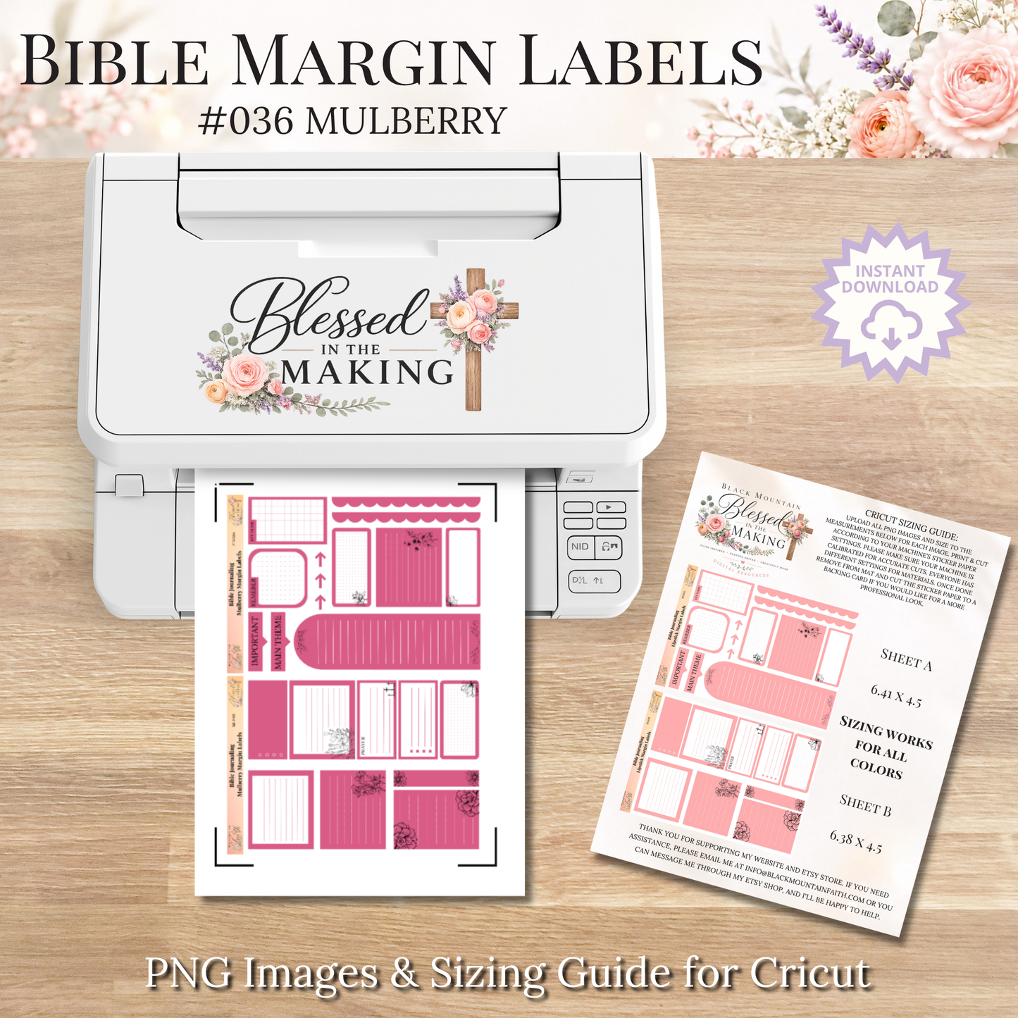 Bible Margin Labels 036 Mulberry Print & Cut Bible Stickers