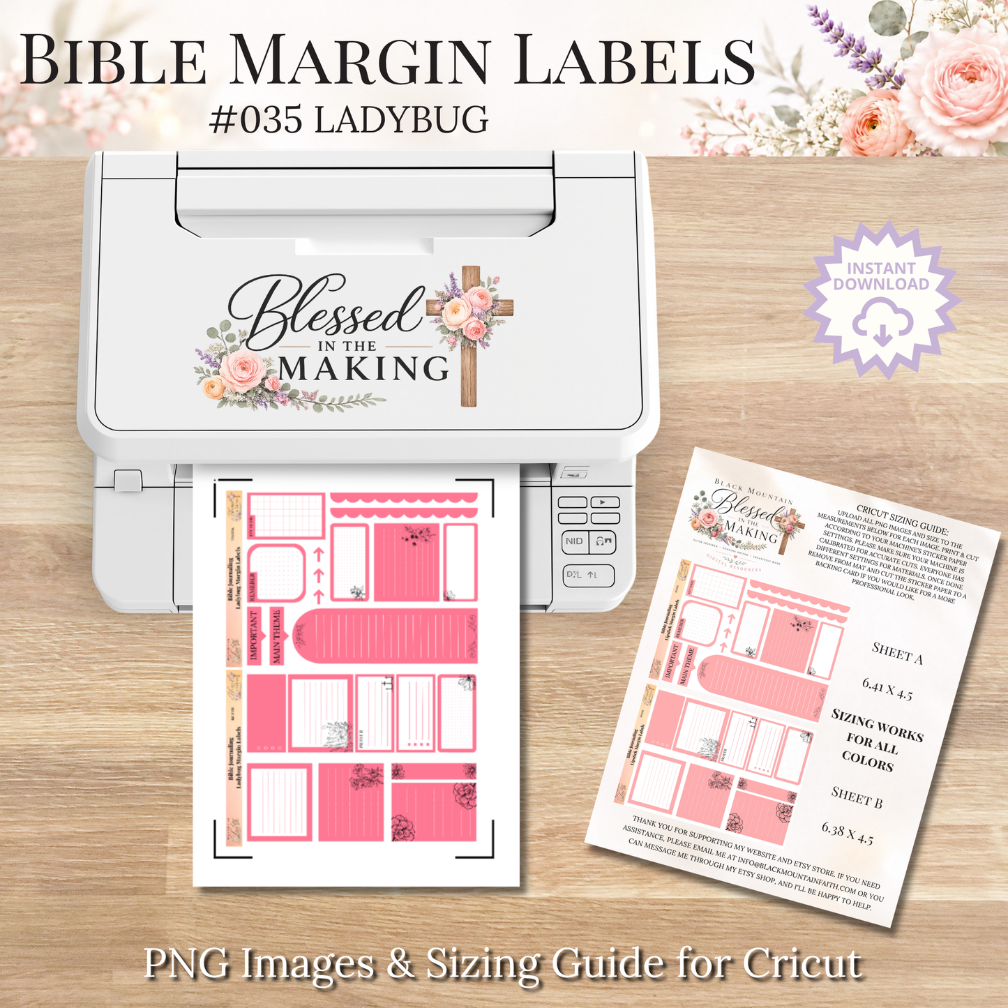 Bible Margin Labels 035 Ladybug Print & Cut Bible Stickers