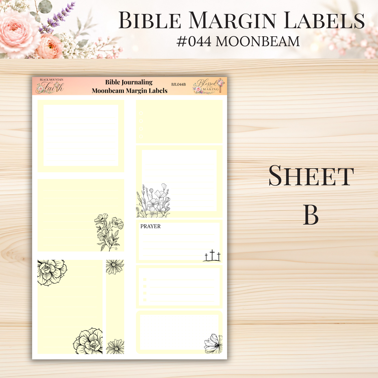 Bible Margin Labels #044 Moonbeam | Physical Sticker Sheets for Scripture Study