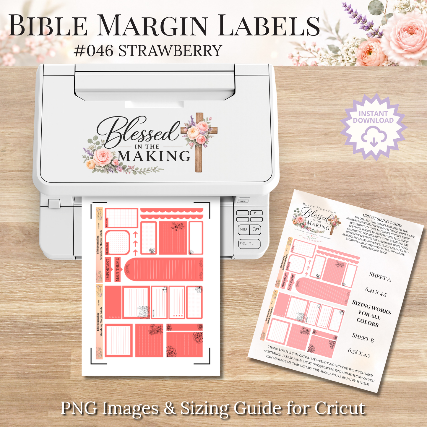 Bible Margin Labels 046 Strawberry Print & Cut Bible Stickers