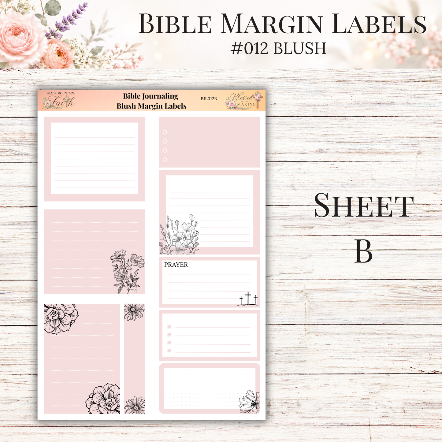 Bible Margin Labels #012 Blush | Physical Sticker Sheets for Scripture Study