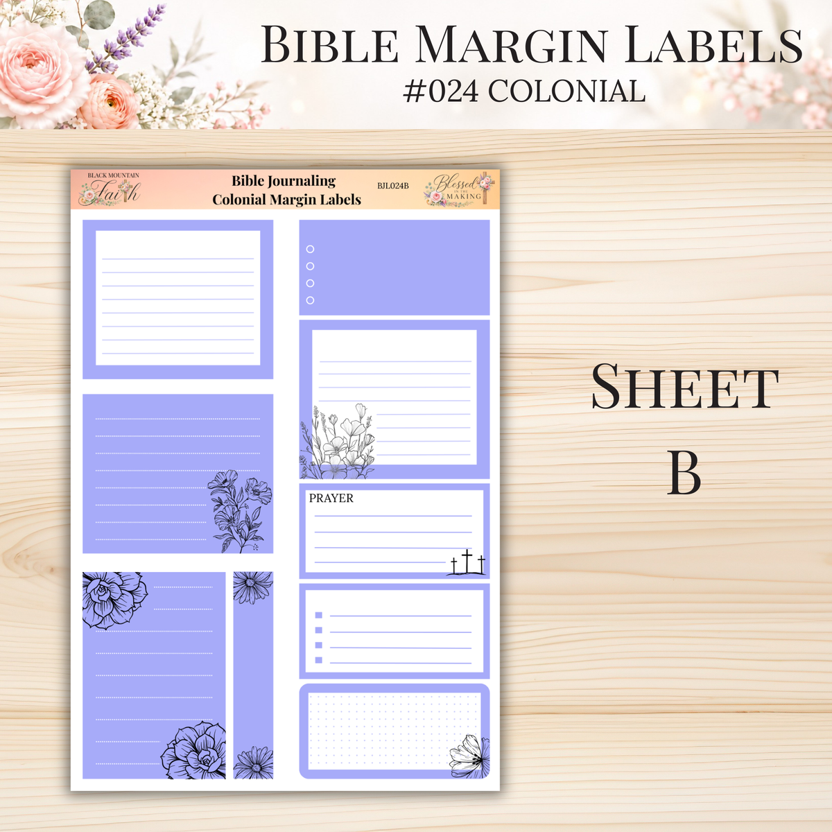 Bible Margin Labels #024 Colonial | Physical Sticker Sheets for Scripture Study
