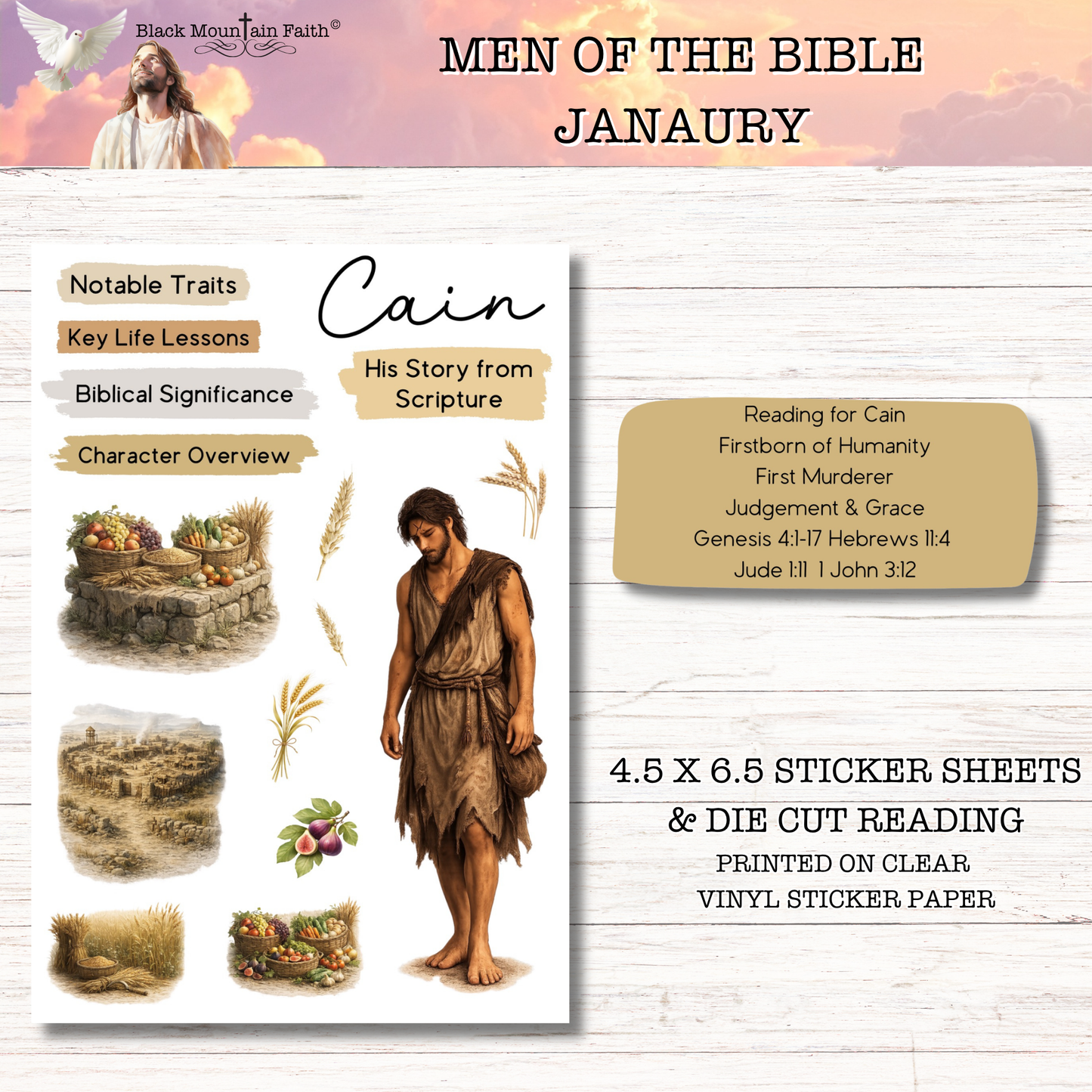 JANUARY Men of the Bible Snail Mail Stickers Stand Alone Listing