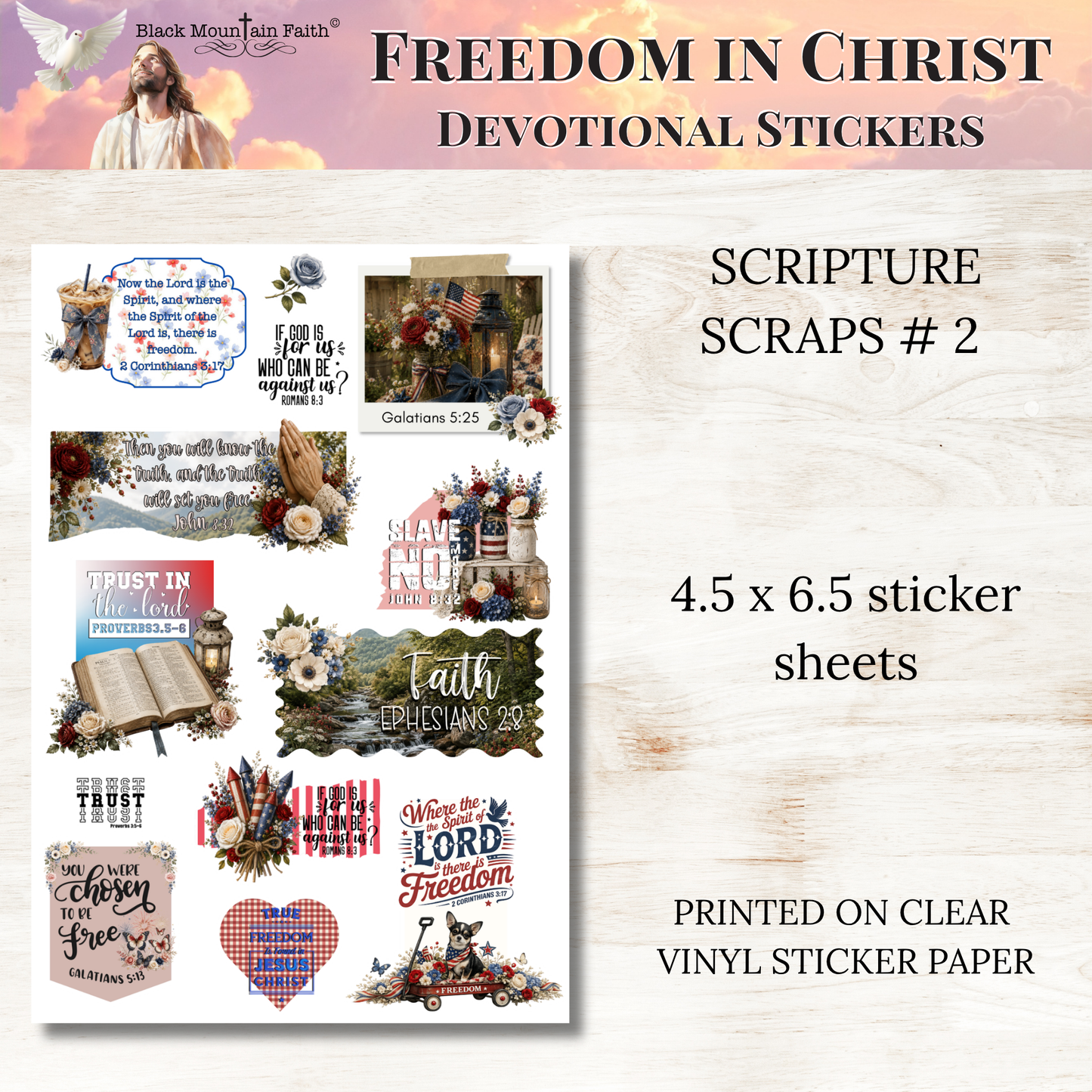 Freedom in Christ INDIVIDUAL Devotional Sticker Sheets | Scriptures for Free Living