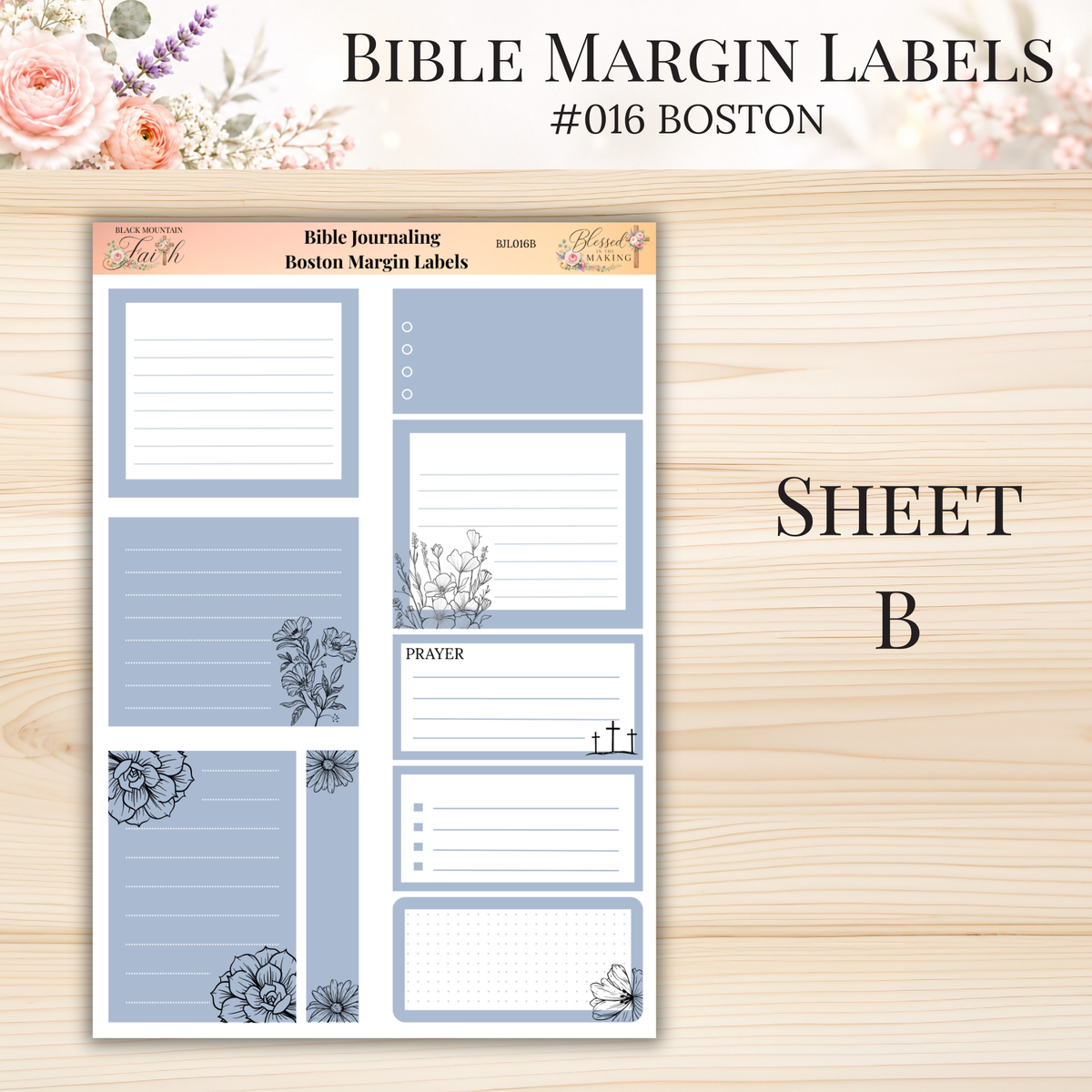 Bible Margin Labels #016 Boston | Physical Sticker Sheets for Scripture Study