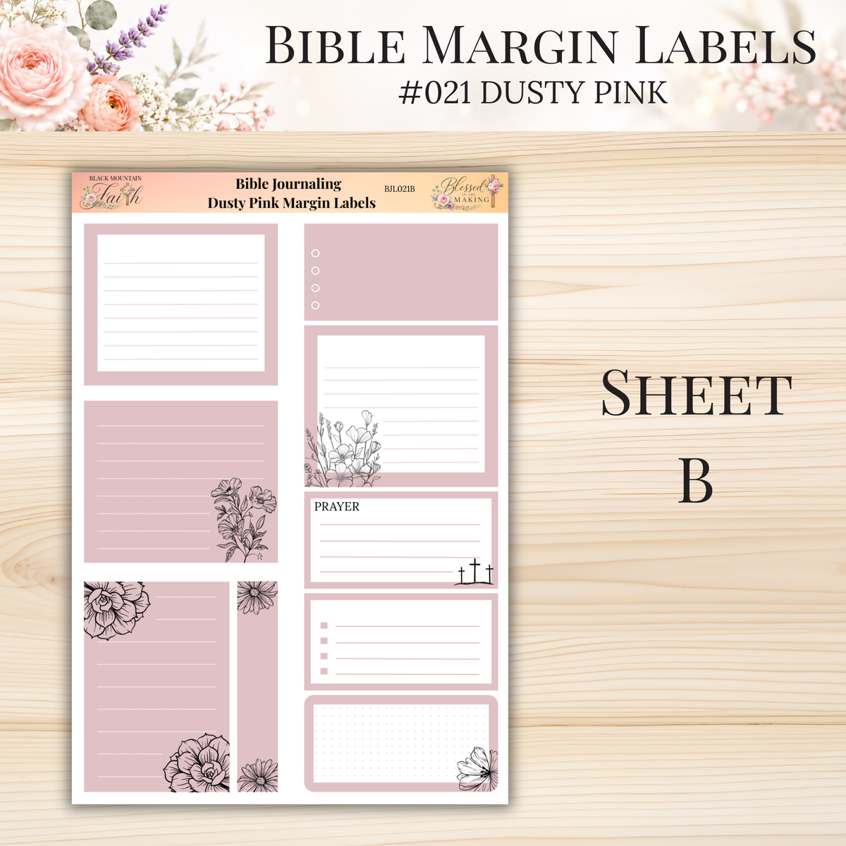 Bible Margin Labels #021 Dusty Pink | Physical Sticker Sheets for Scripture Study