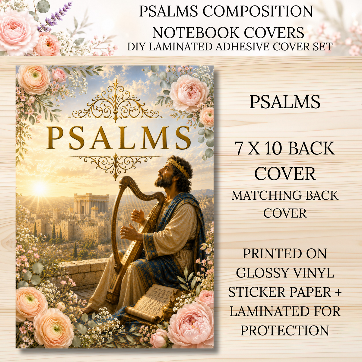 Psalms Composition Notebook Covers | DIY Laminated Adhesive Cover Set