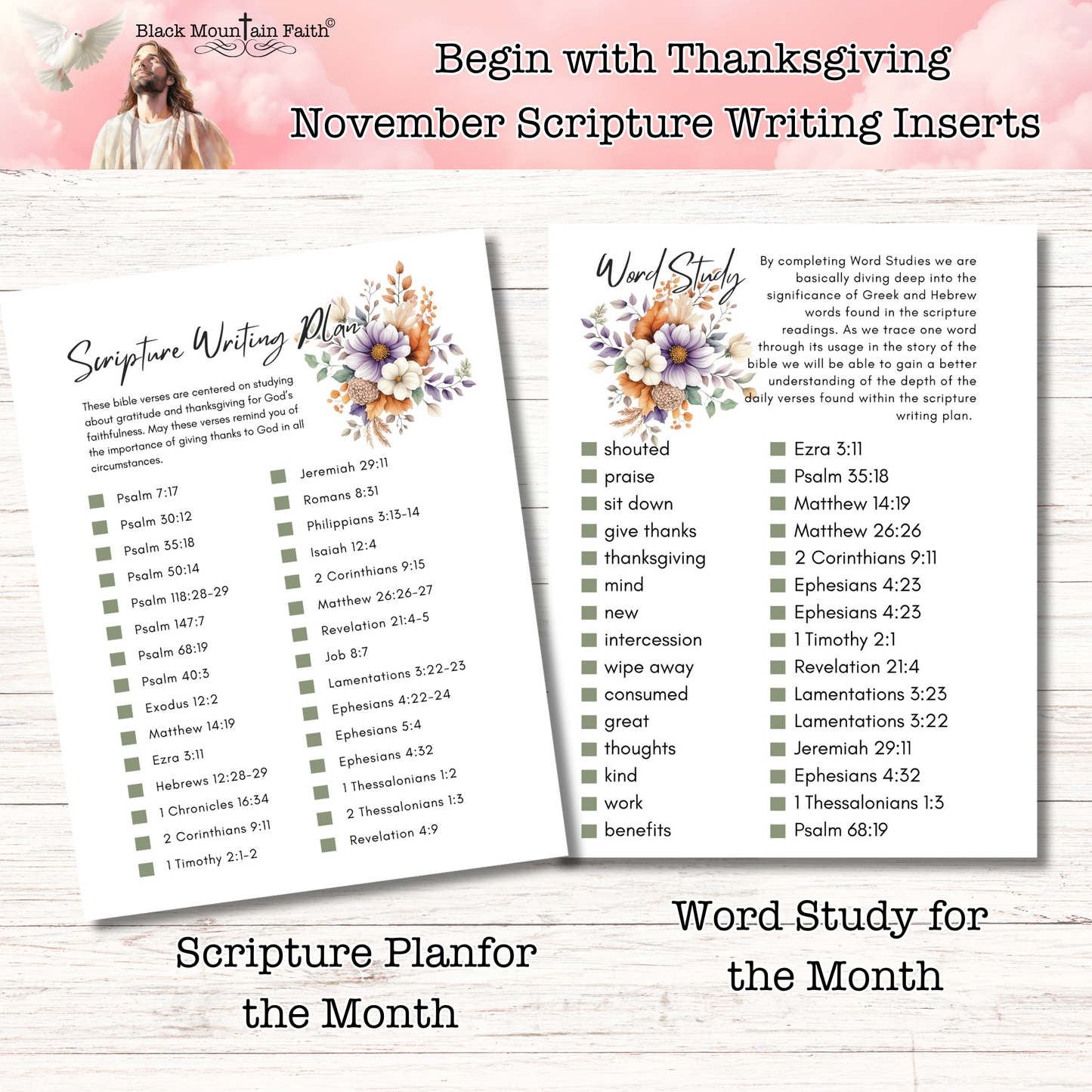 Begin with Thanksgiving Scripture Writing Inserts