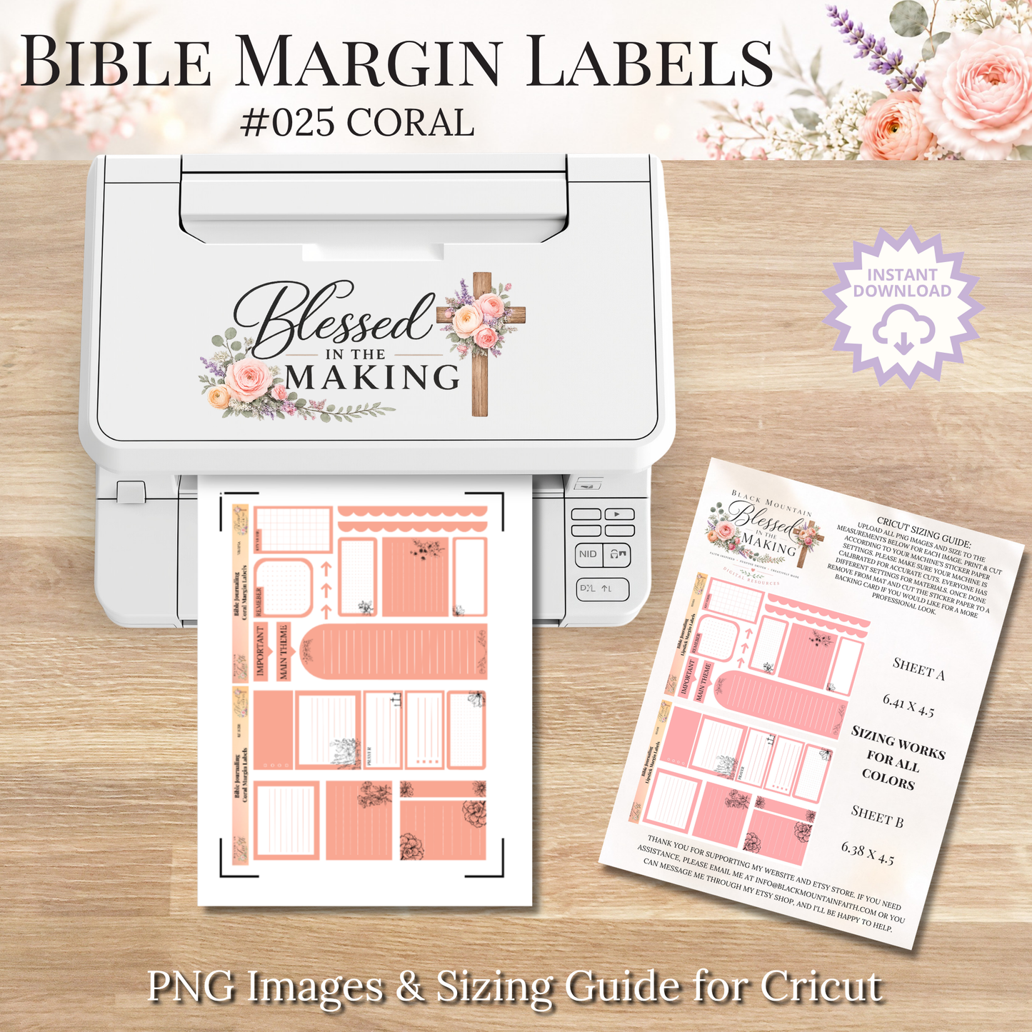 Bible Margin Labels 025 Coral Print & Cut Bible Stickers