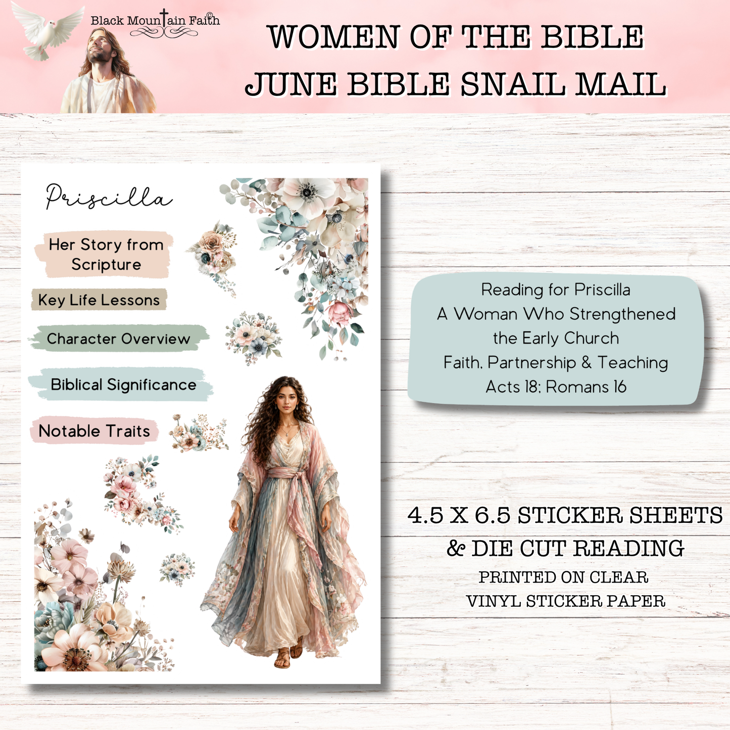 Women of the Bible Snail Mail Stickers JUNE EDITION Stand Alone Listing