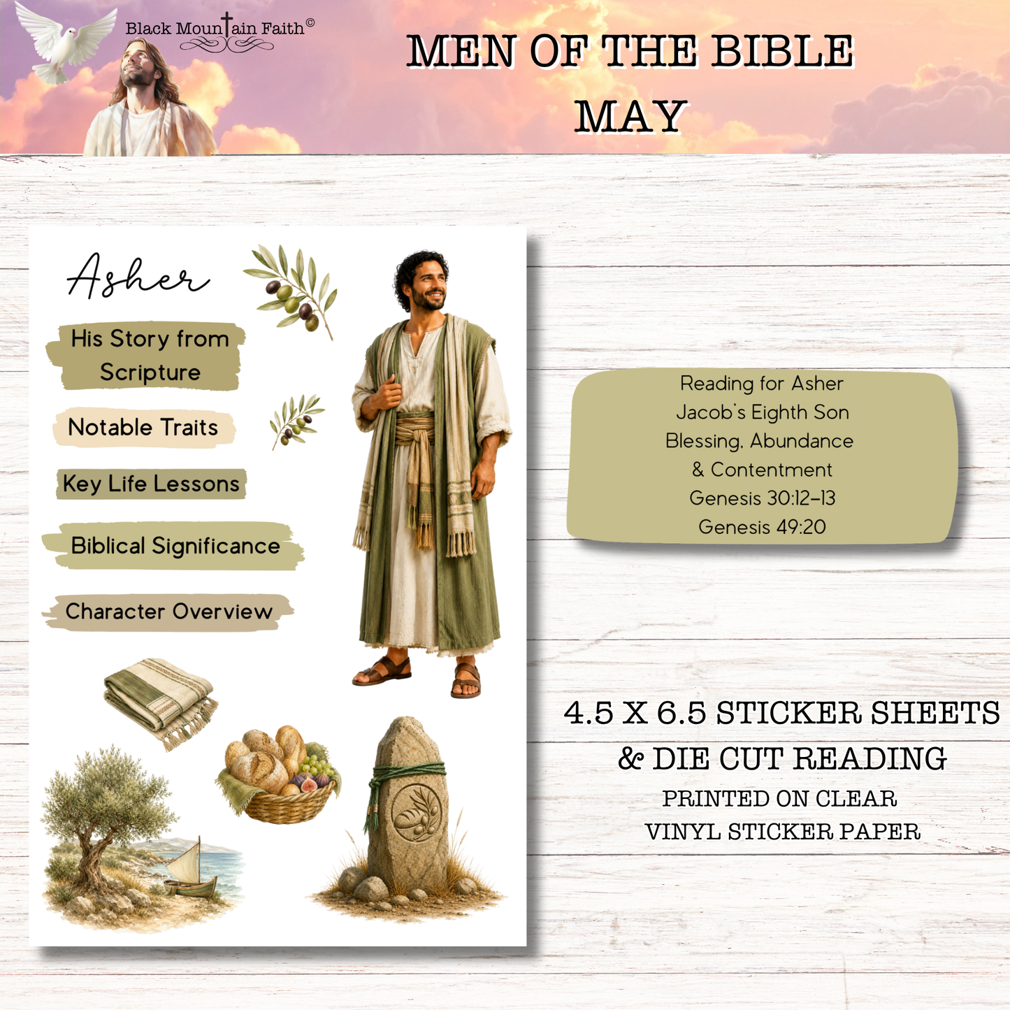 MAY Men of the Bible Snail Mail Stickers Stand Alone Listing