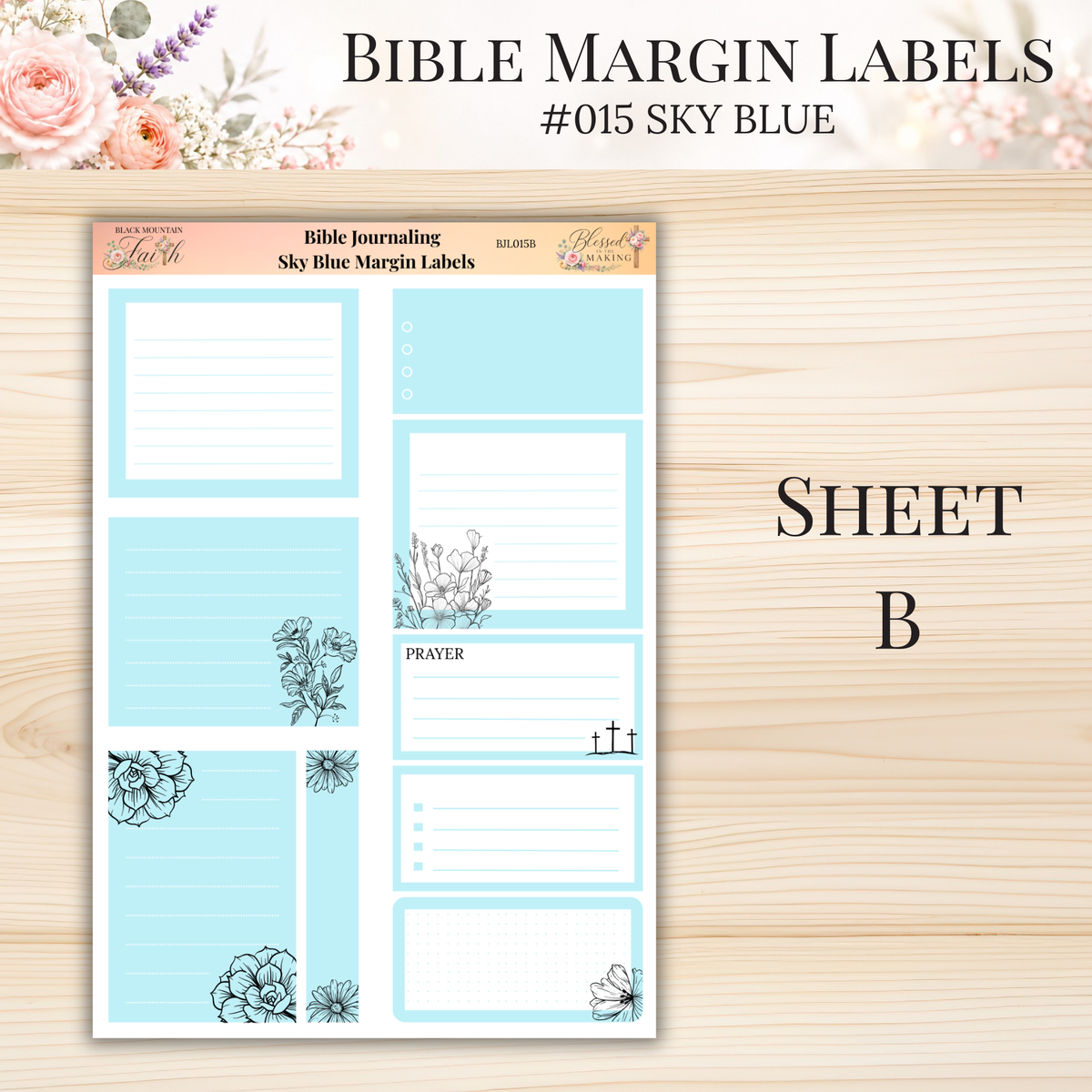 Bible Margin Labels #015 Sky Blue | Physical Sticker Sheets for Scripture Study