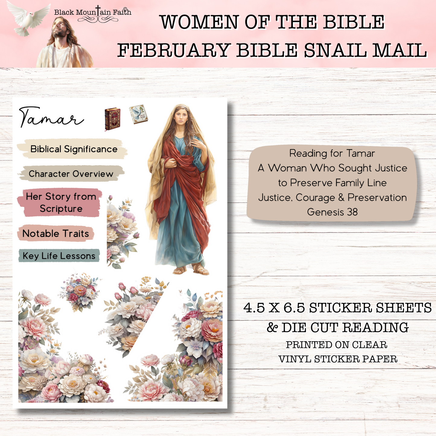 Women of the Bible Snail Mail Stickers FEBRUARY EDITION Stand Alone Listing