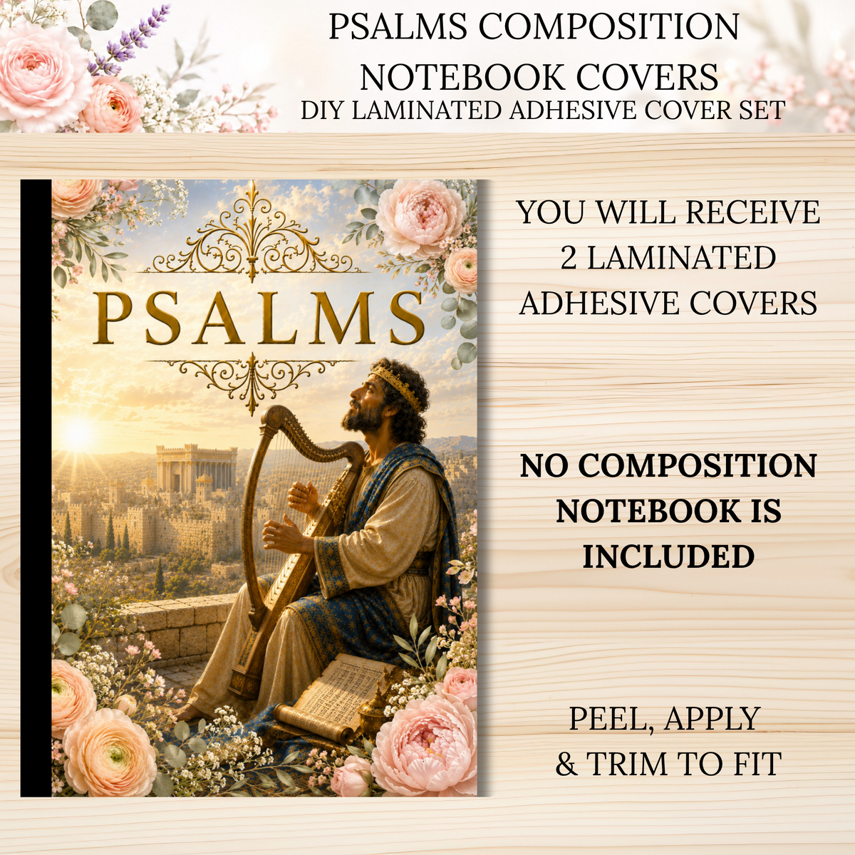 Psalms Composition Notebook Covers | DIY Laminated Adhesive Cover Set