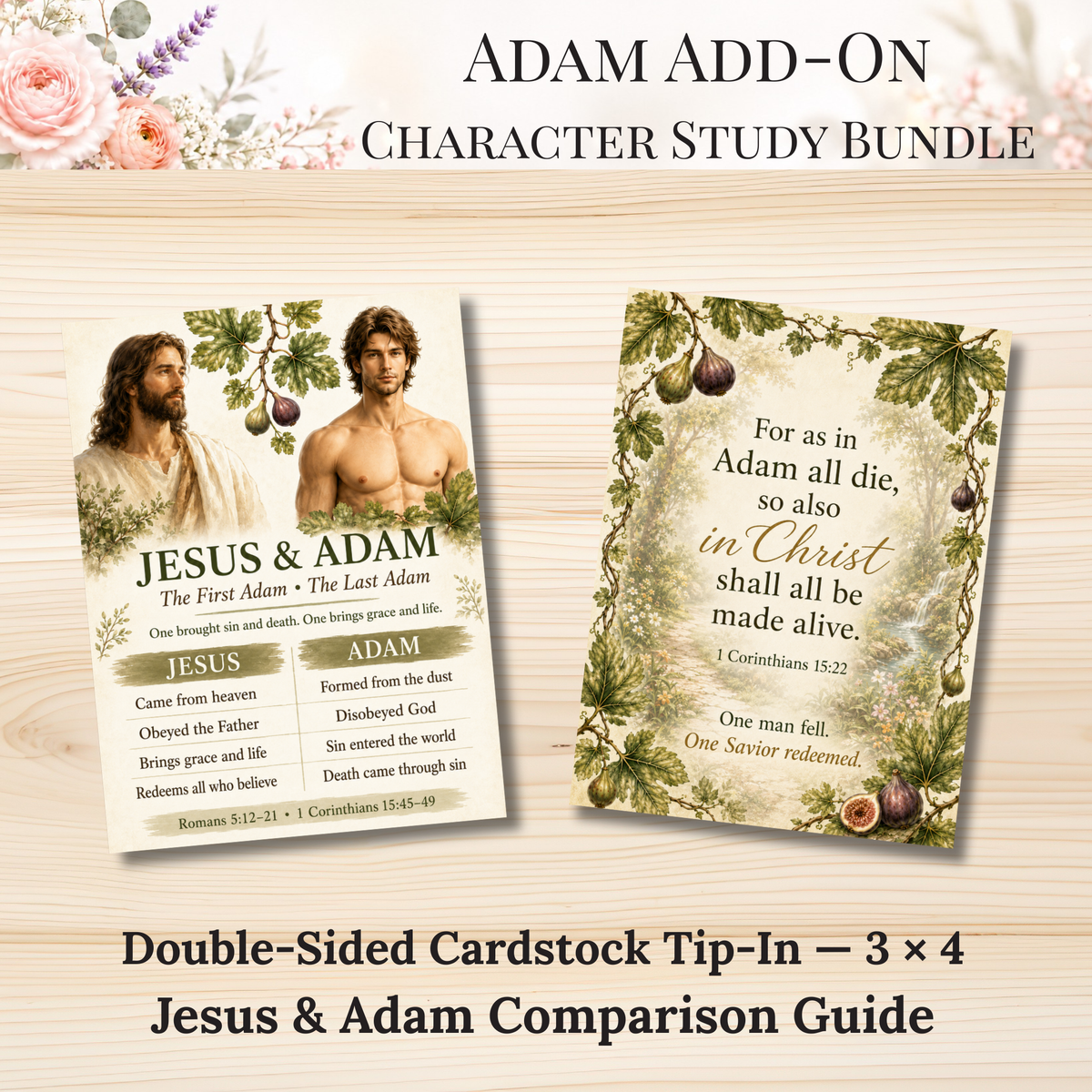 Adam Add-On Character Study Bundle | Physical Bible Study Notes, Tip-Ins, Stickers & Bible Margin Labels