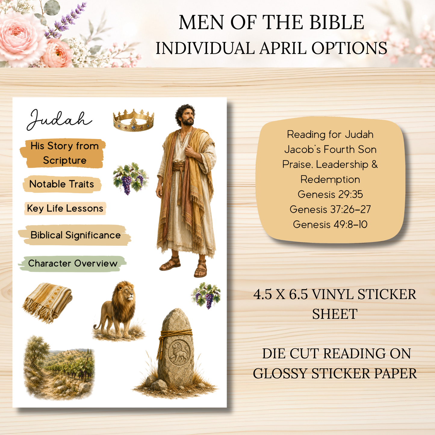 APRIL Men of the Bible Individual Sticker Sheet Options