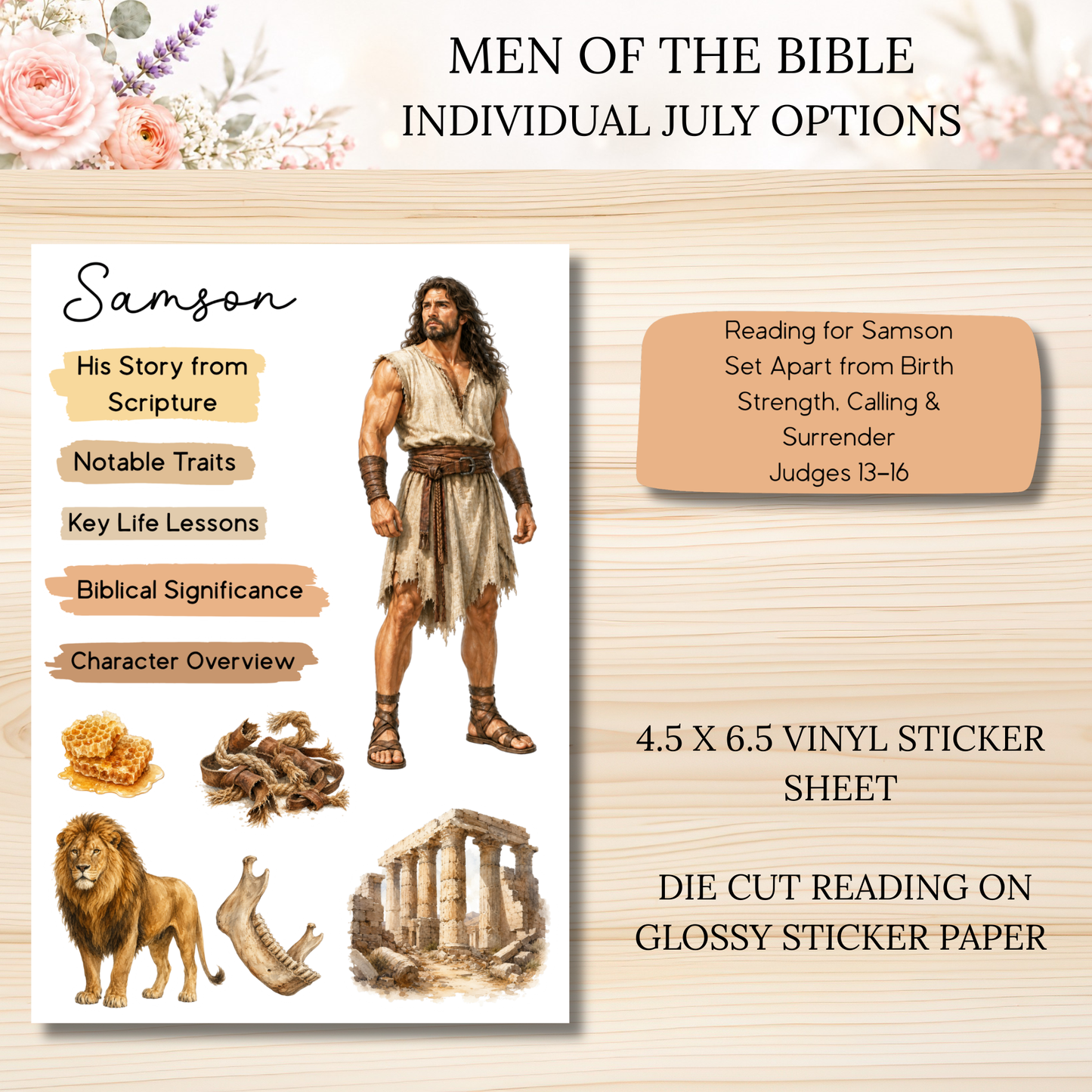 JULY Men of the Bible Individual Sticker Sheet Options