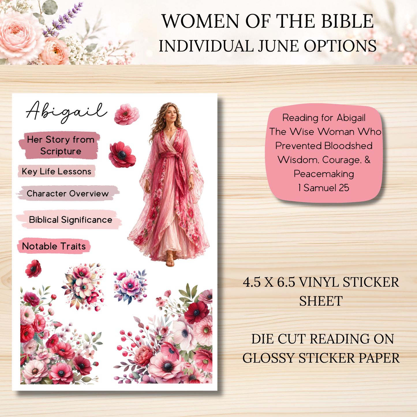 JUNE Women of the Bible Individual Sticker Sheet Options