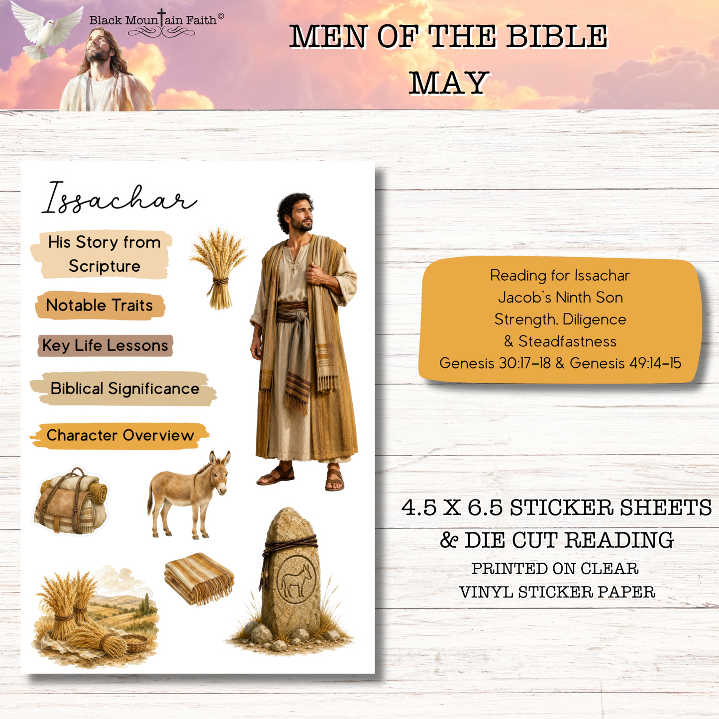 MAY Men of the Bible Snail Mail Stickers Stand Alone Listing