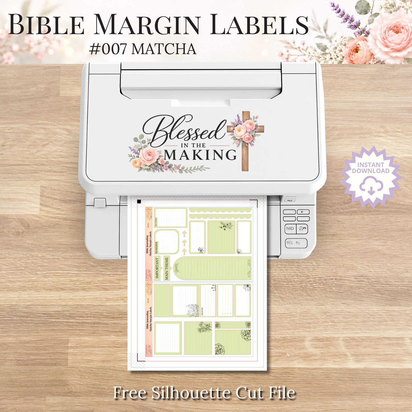 Bible Margin Labels 007 Matcha Print & Cut Bible Stickers