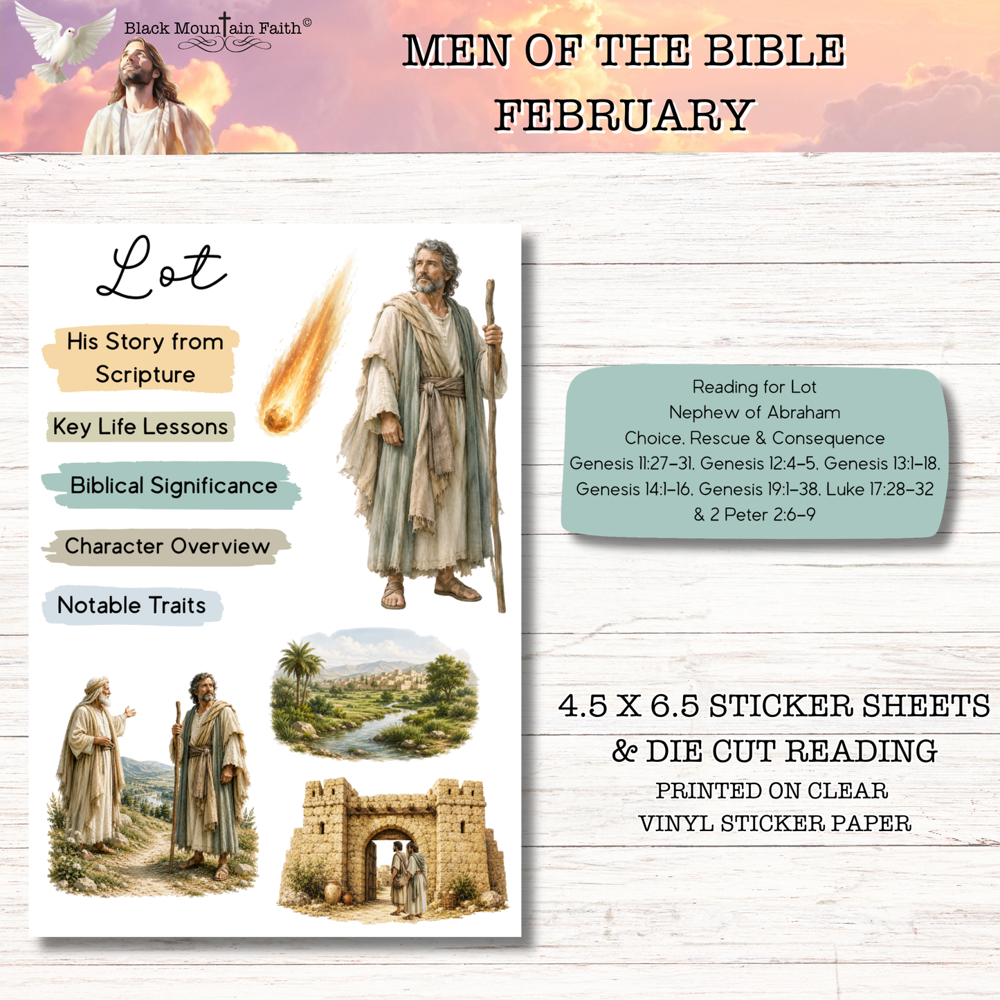 FEBRUARY Men of the Bible Snail Mail Stickers Stand Alone Listing