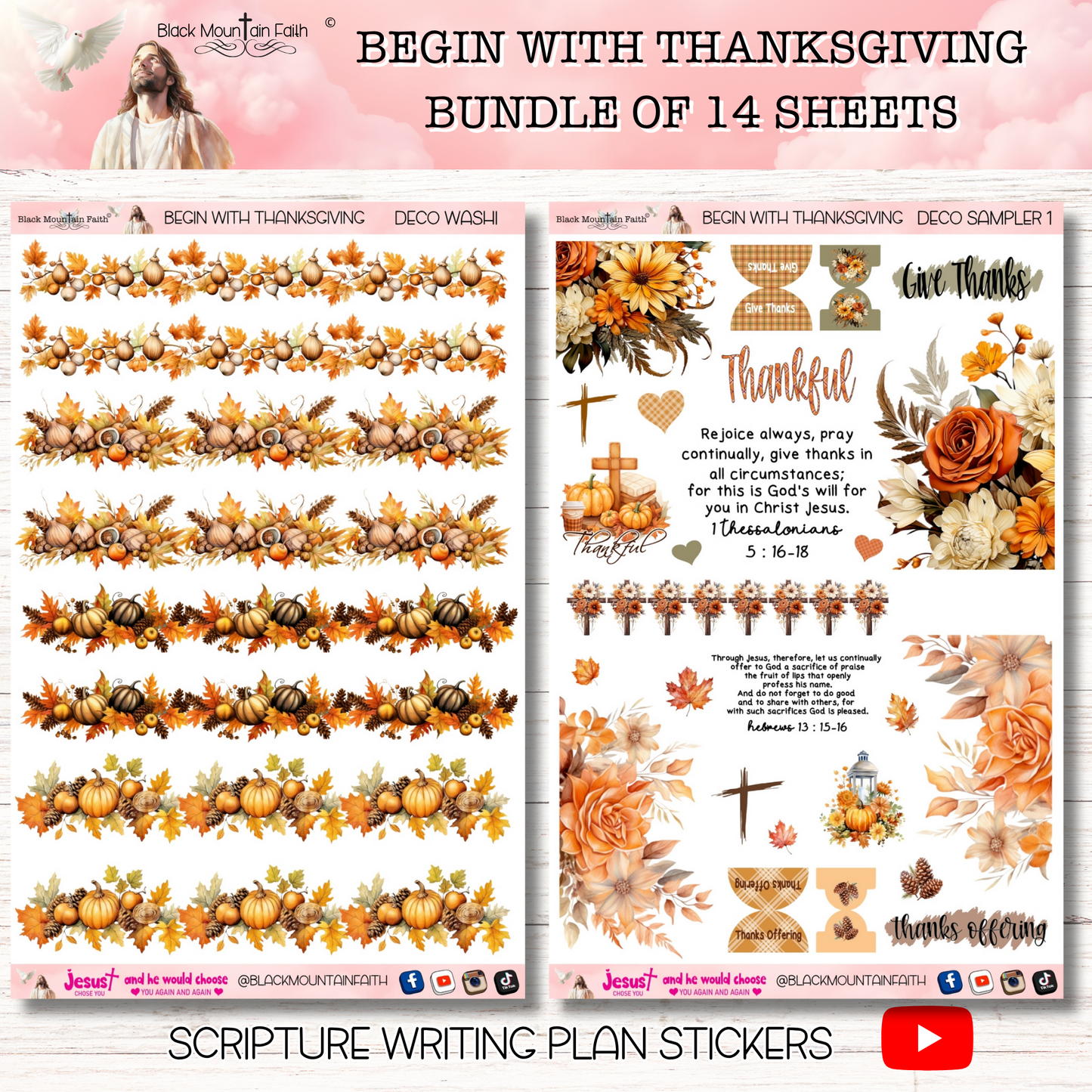 BUNDLE Begin with Thanksgiving Scripture Writing Plan Stickers