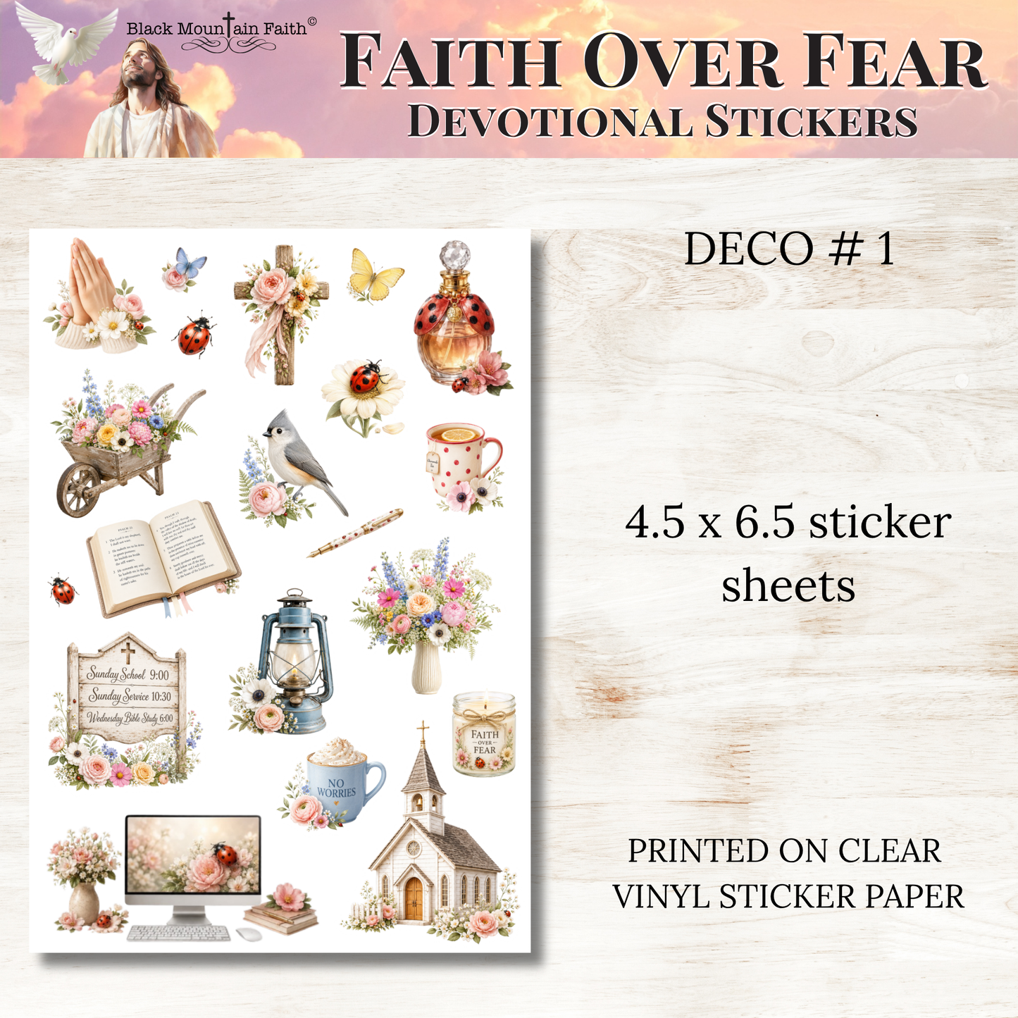 Faith Over Fear INDIVIDUAL Devotional Sticker Sheets | Scriptures for Anxiety