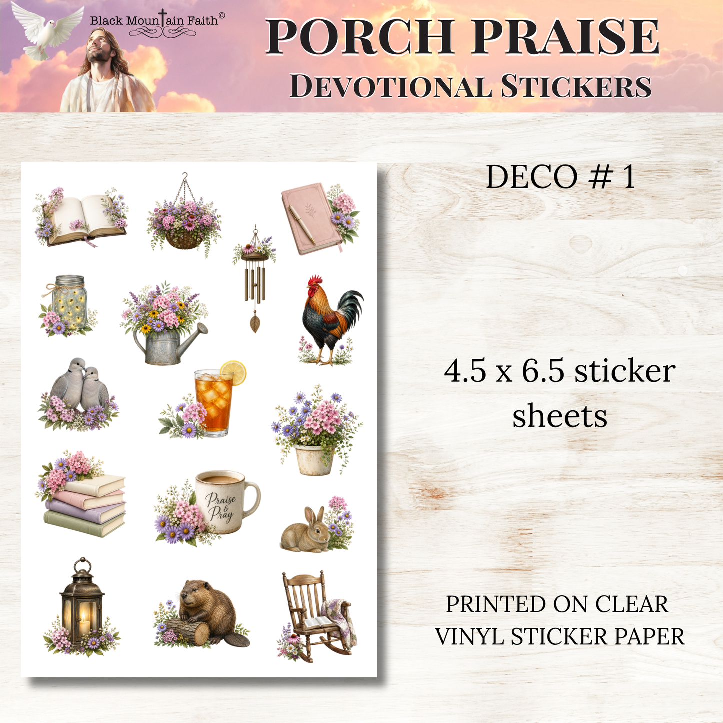 Porch Praise INDIVIDUAL Devotional Sticker Sheets | Scriptures for Everyday Worship