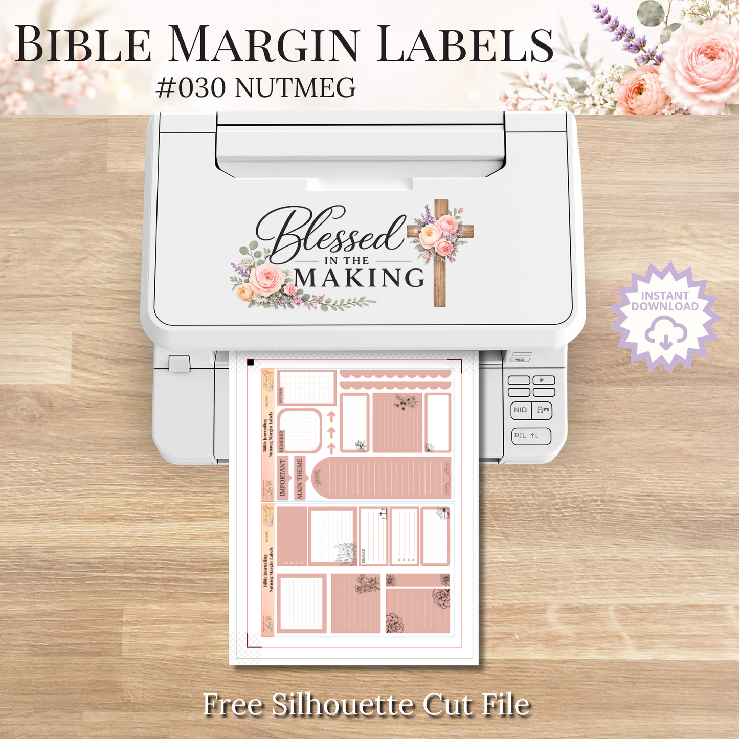 Bible Margin Labels 030 Nutmeg Print & Cut Bible Stickers