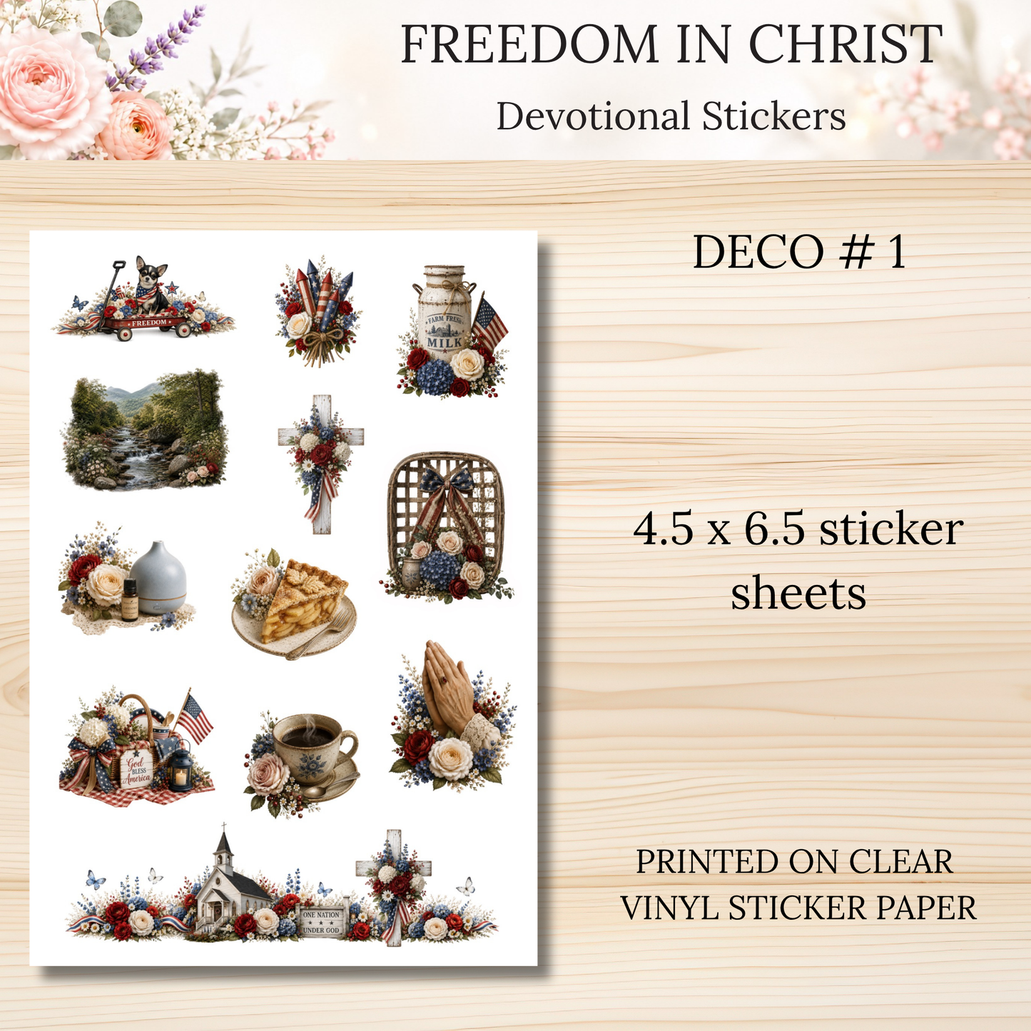 Freedom in Christ INDIVIDUAL Devotional Sticker Sheets | Scriptures for Free Living