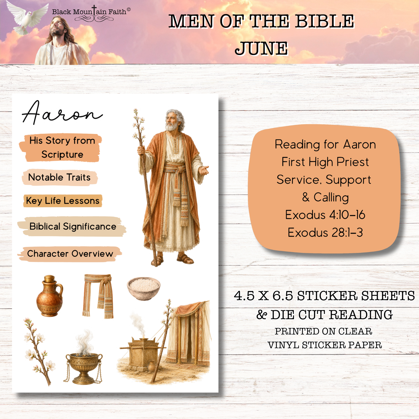 JUNE Men of the Bible Snail Mail Stickers Stand Alone Listing