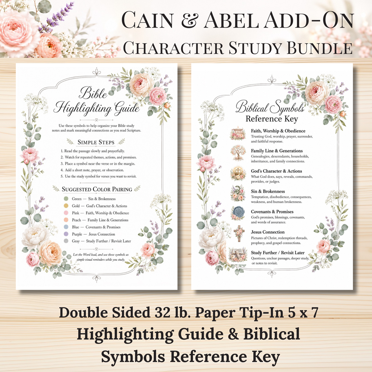 Cain & Abel Add-On Character Study Bundle | Physical Bible Study Notes, Tip-Ins, Stickers & Bible Margin Labels