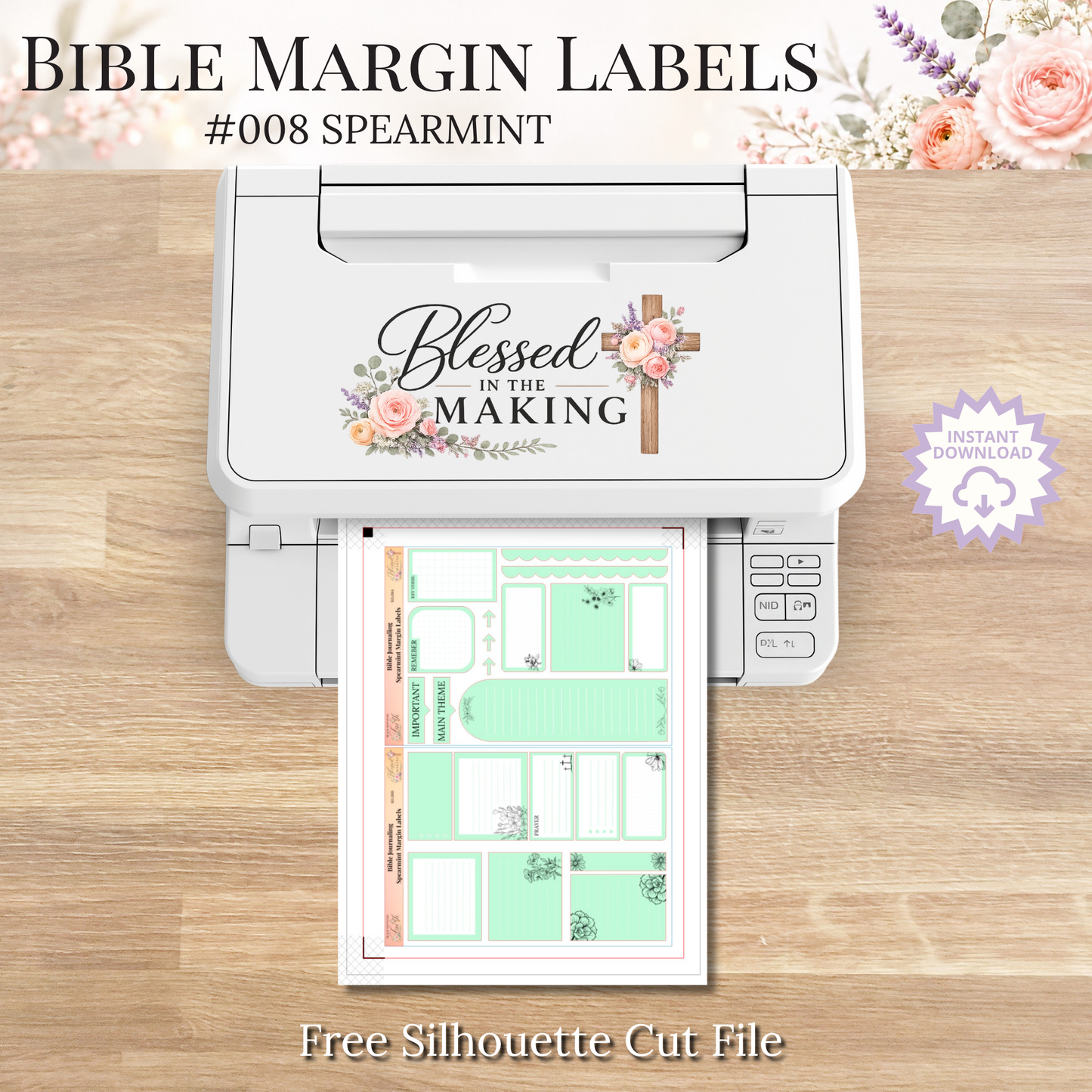 Bible Margin Labels 008 Spearmint Print & Cut Bible Stickers