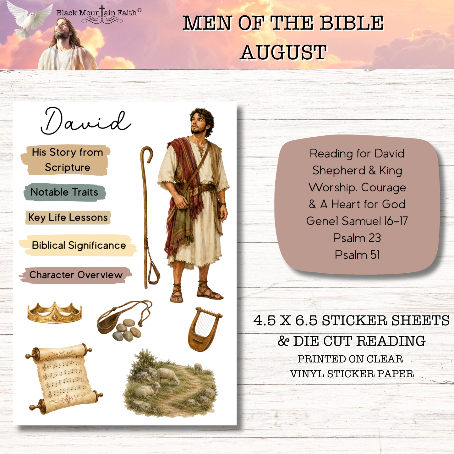 AUGUST Men of the Bible Snail Mail Stickers Stand Alone Listing