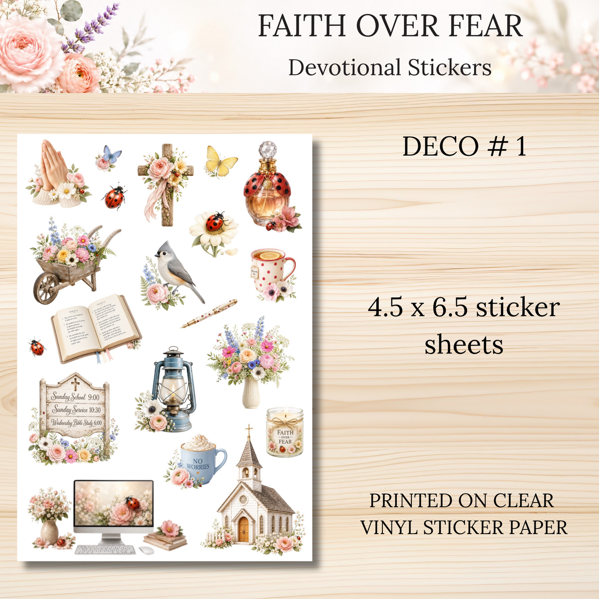Faith Over Fear INDIVIDUAL Devotional Sticker Sheets | Scriptures for Anxiety