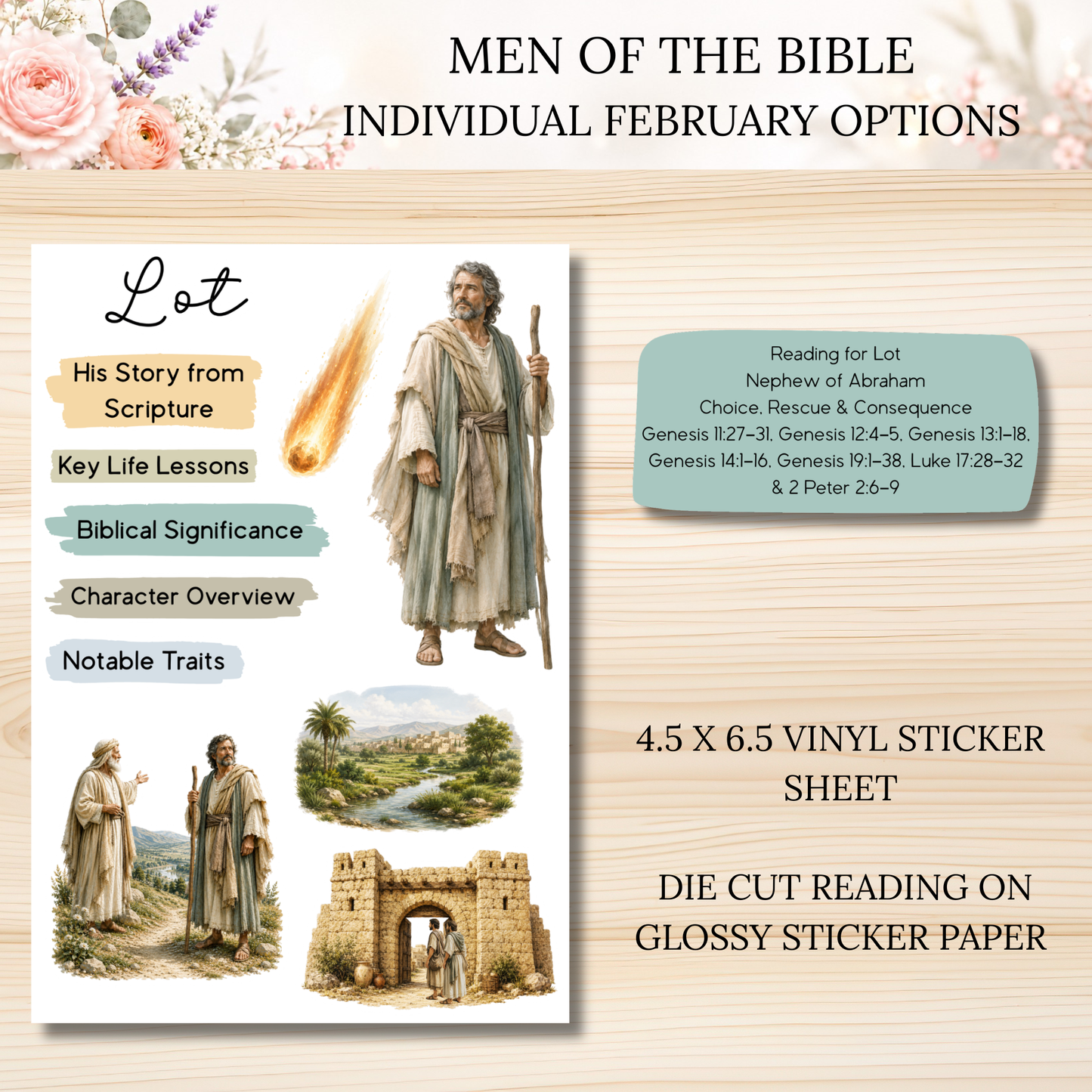 FEBRUARY Men of the Bible Individual Sticker Sheet Options