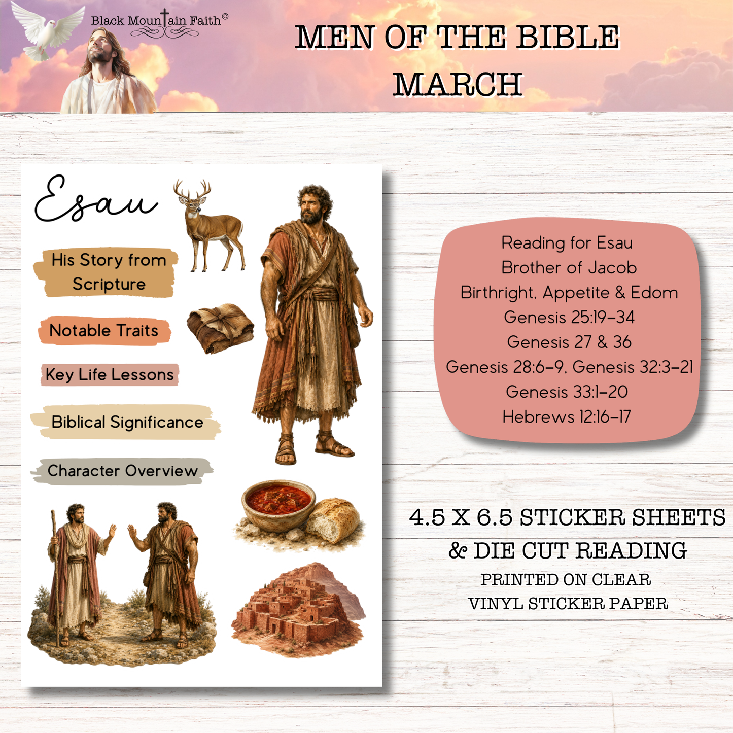 MARCH Men of the Bible Snail Mail Stickers Stand Alone Listing