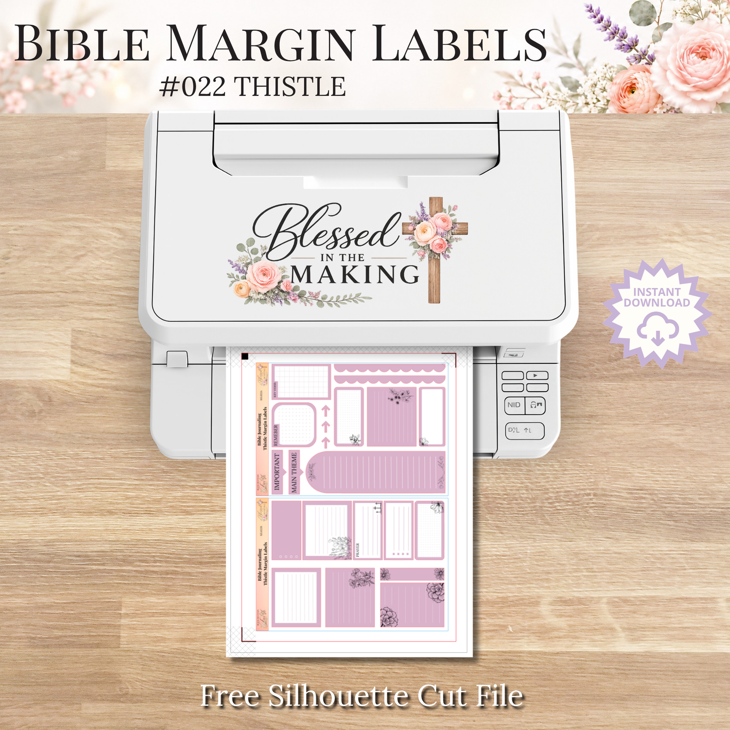 Bible Margin Labels 022 Thistle Print & Cut Bible Stickers