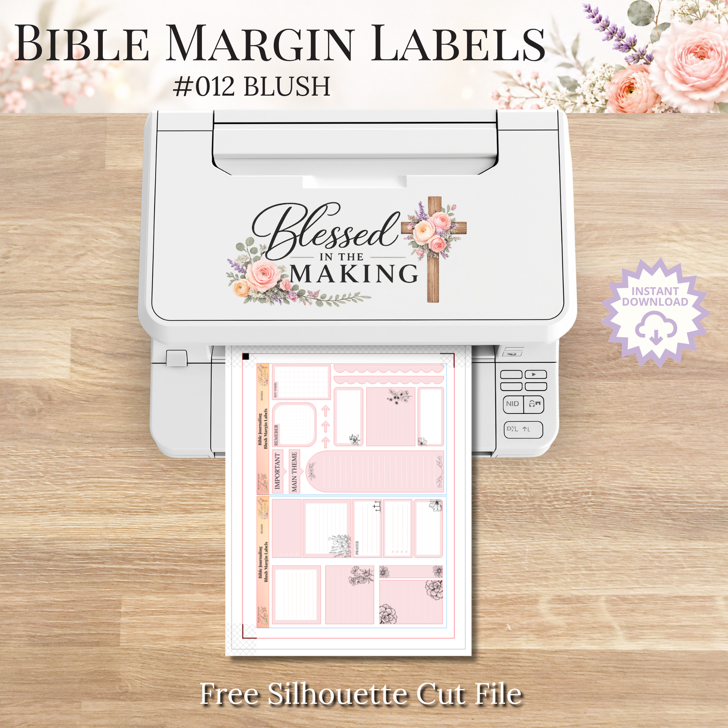 Bible Margin Labels 012 Blush Print & Cut Bible Stickers