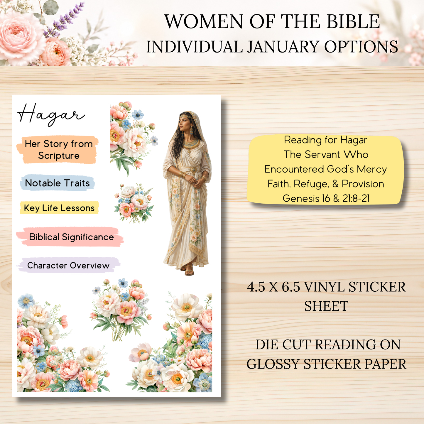 JANUARY Women of the Bible Individual Sticker Sheet Options