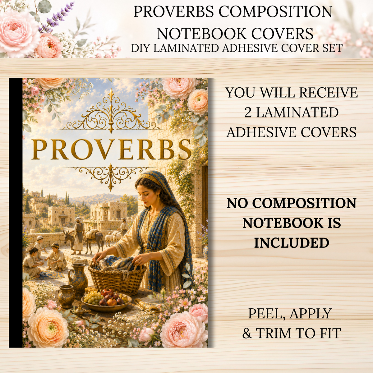 Proverbs Composition Notebook Covers | DIY Laminated Adhesive Cover Set