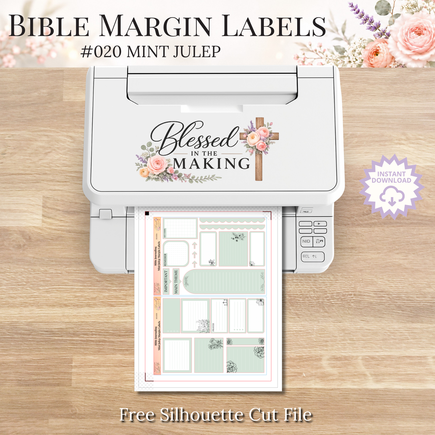 Bible Margin Labels 020 Mint Julep Print & Cut Bible Stickers