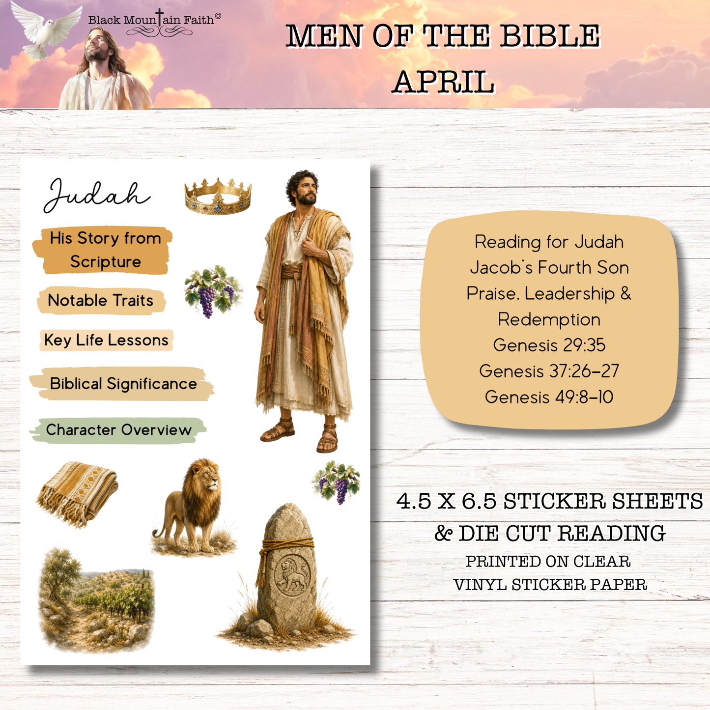 APRIL Men of the Bible Snail Mail Stickers Stand Alone Listing
