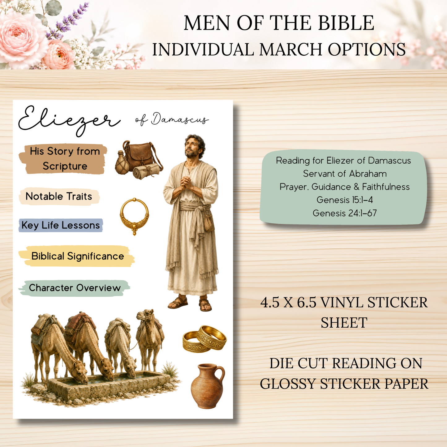 MARCH Men of the Bible Individual Sticker Sheet Options