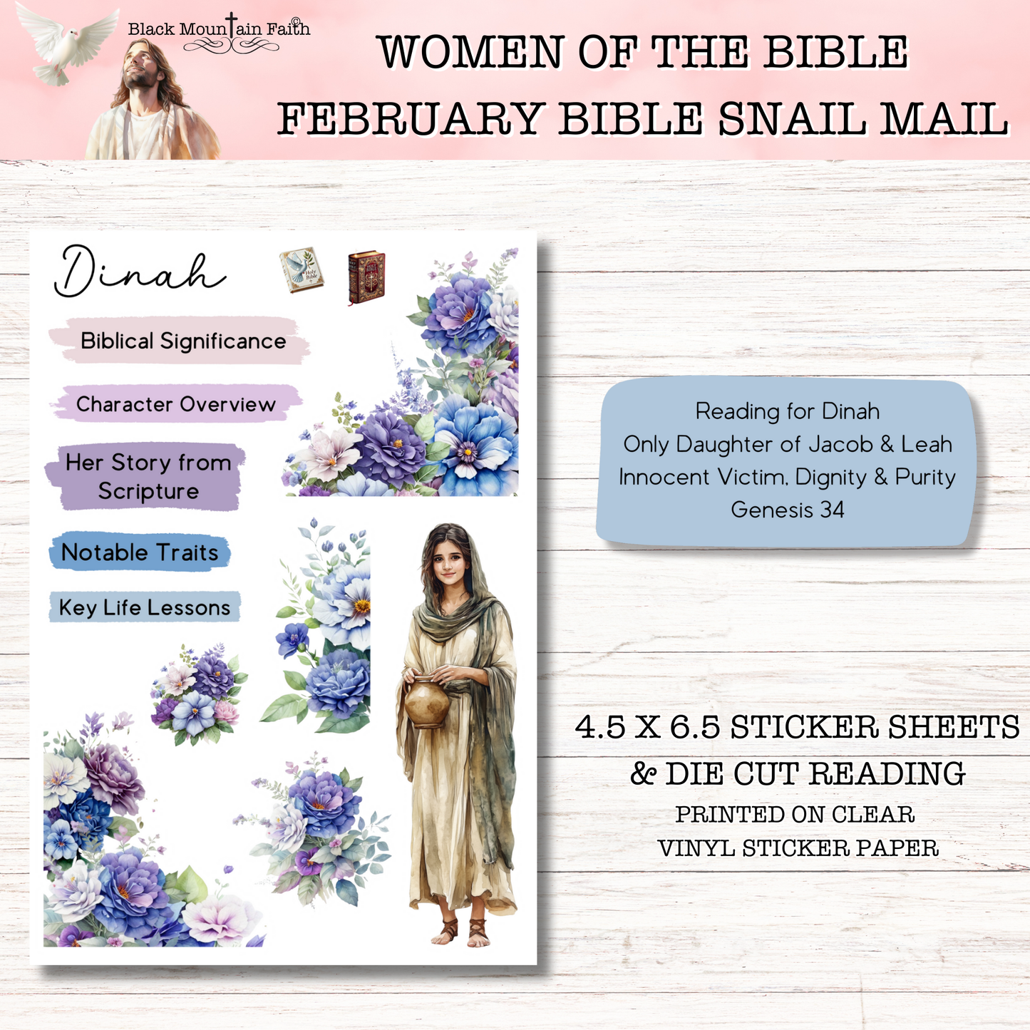 Women of the Bible Snail Mail Stickers FEBRUARY EDITION Stand Alone Listing