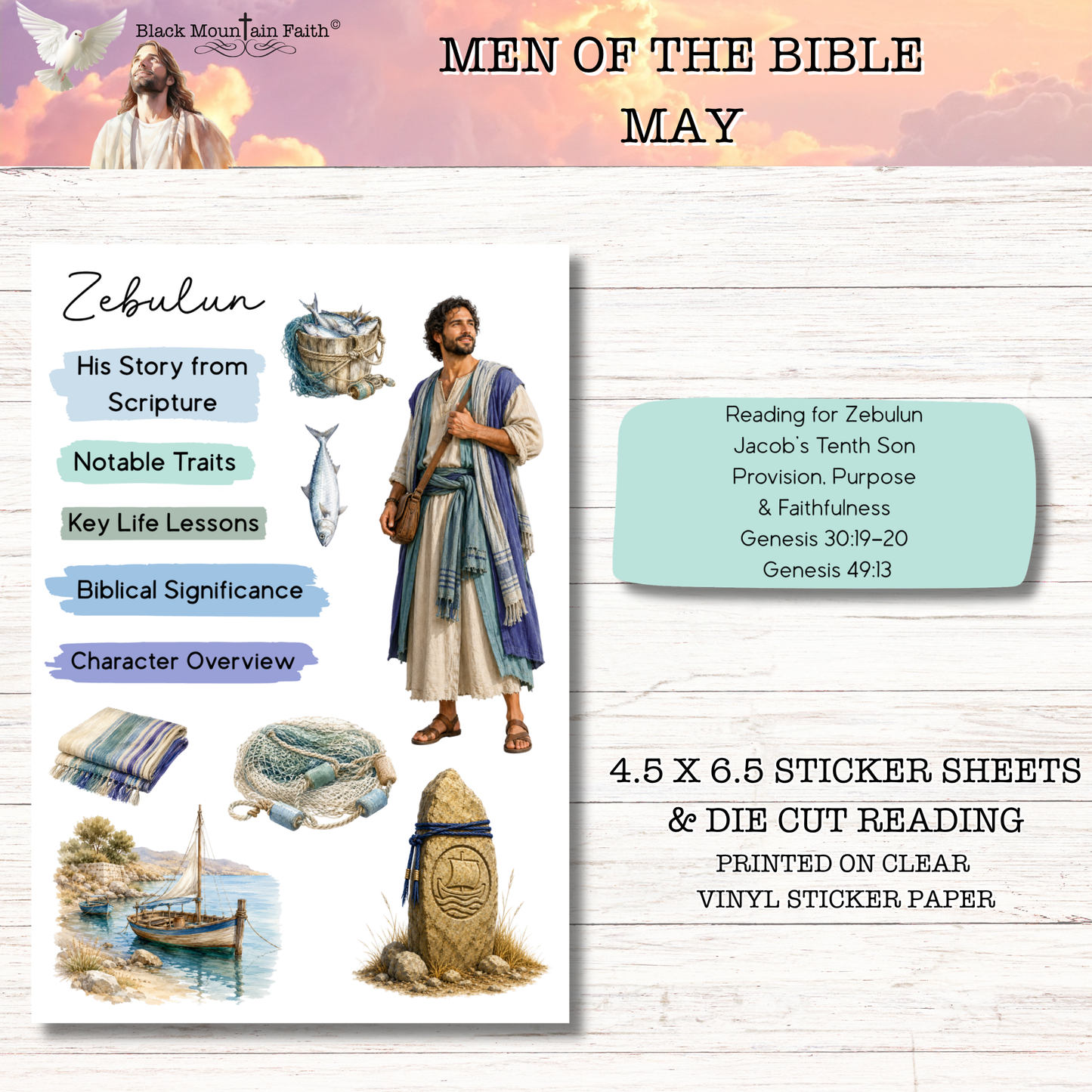 MAY Men of the Bible Snail Mail Stickers Stand Alone Listing