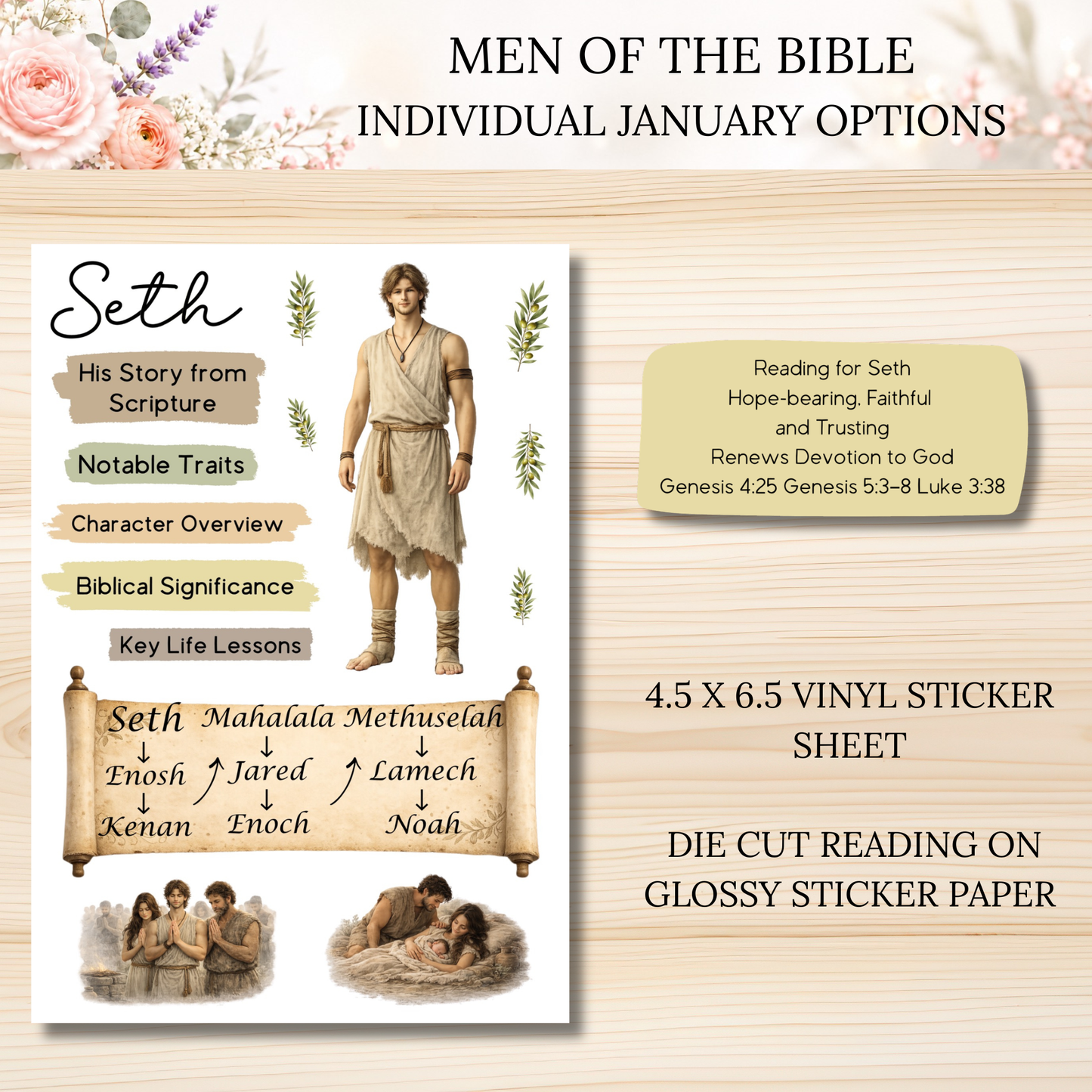 JANUARY Men of the Bible Individual Sticker Sheet Options